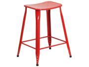 24 High Red Metal Indoor Outdoor Counter Height Stool