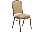 Flash Furniture HERCULES Series Crown Back Stacking Banquet Chair with Beige Patterned Fabric and 2.5 Thick Seat Gold Frame [FD C01 ALLGOLD H20124E GG]