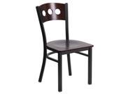 HERCULES Series Black Decorative 3 Circle Back Metal Restaurant Chair Walnut Wood Back Seat