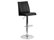Contemporary Black Vinyl Adjustable Height Barstool with Chrome Base