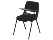 Black Padded Ergonomic Shell Chair with Left Handed Flip Up Tablet Arm