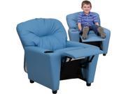 Flash Furniture Contemporary Light Blue Vinyl Kids Recliner Chair with Cup Holder