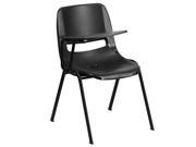 Black Ergonomic Shell Chair with Right Handed Flip Up Tablet Arm