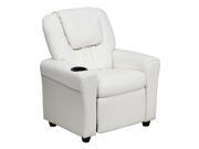 Contemporary White Vinyl Kids Recliner with Cup Holder and Headrest [DG ULT KID WHITE GG]