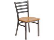 HERCULES Series Clear Coated Ladder Back Metal Restaurant Chair Natural Wood Seat