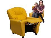 Flash Furniture Contemporary Yellow Vinyl Kids Recliner with Cup Holder [BT 7950 KID YEL GG]