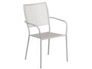 Light Gray Indoor Outdoor Steel Patio Arm Chair with Square Back