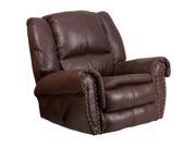 Contemporary Breathable Comfort Padre Espresso Fabric Rocker Recliner with Brass Accent Nails