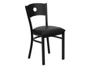 HERCULES Series Black Circle Back Metal Restaurant Chair Black Vinyl Seat