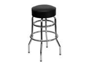 Double Ring Chrome Barstool with Black Seat