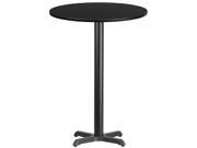 30 Round Black Laminate Table Top with 22 x 22 Bar Height Table Base