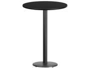 30 Round Black Laminate Table Top with 18 Round Bar Height Table Base