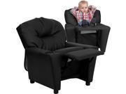 Flash Furniture Contemporary Black Leather Kids Recliner with Cup Holder [BT 7950 KID BK LEA GG]