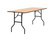 30 x 72 Rectangular Wood Folding Banquet Table with Clear Coated Finished Top
