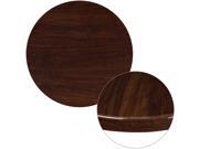 30 Round High Gloss Walnut Resin Table Top with 2 Thick Drop Lip