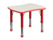 Flash Furniture 21.875 W x 26.625 L Height Adjustable Rectangular Red Plastic Activity Table with Grey Top [YU YCY 098 RECT TBL RED GG]