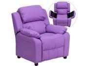 Deluxe Heavily Padded Contemporary Lavender Vinyl Kids Recliner with Storage Arms [BT 7985 KID LAV GG]