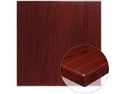 36 Square High Gloss Mahogany Resin Table Top with 2 Thick Drop Lip