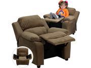 Deluxe Heavily Padded Contemporary Brown Microfiber Kids Recliner with Storage Arms [BT 7985 KID MIC BRN GG]