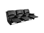Flash Furniture Black Leather Pillowtop 3 Seat Home Theater Recliner With Storage Consoles [BT 70295 3 BK GG]