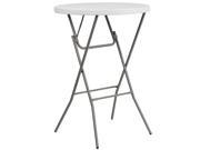 Flash Furniture 32-Inch Round Granite Plastic Bar Height Folding Table, White