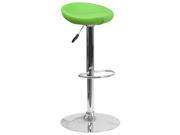 Contemporary Green Vinyl Adjustable Height Barstool with Chrome Base