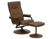 Contemporary Palimino Leather Recliner and Ottoman with Leather Wrapped Base By Flash Furniture