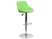 Contemporary Green Vinyl Bucket Seat Adjustable Height Barstool with Chrome Base