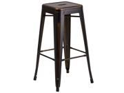 30 High Backless Distressed Copper Metal Indoor Outdoor Barstool