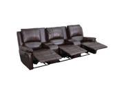 Flash Furniture Brown Leather Pillowtop 3 Seat Home Theater Recliner With Storage Consoles [BT 70295 3 BRN GG]