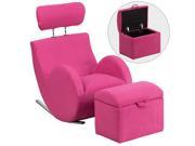 HERCULES Series Pink Fabric Rocking Chair with Storage Ottoman [LD 2025 PK GG]