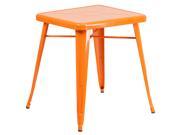 23.75 Square Orange Metal Indoor Outdoor Table