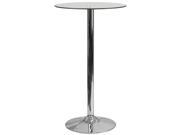 23.75 Round Glass Table with 41.75 H Chrome Base