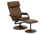 Contemporary Palimino Leather Recliner and Ottoman with Leather Wrapped Base By Flash Furniture