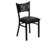 HERCULES Series Black Coffee Back Metal Restaurant Chair Black Vinyl Seat