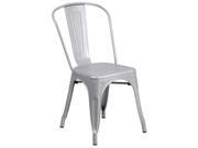Silver Metal Indoor Outdoor Stackable Chair