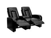 Flash Furniture Black Leather 2 Seat Home Theater Recliner with Storage Console