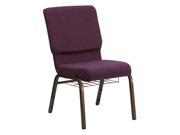 Flash Furniture HERCULES Series 18.5 Wide Plum Church Chair with 4.25 Thick Seat Communion Cup Book Rack Gold Vein Frame [FD CH02185 GV 005 BAS GG]