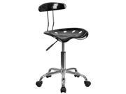 Flash Furniture Vibrant Black and Chrome Computer Task Chair with Tractor Seat [LF 214 BLK GG]