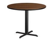 42 Round Walnut Laminate Table Top with 33 x 33 Table Height Base