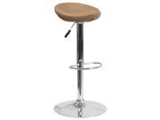Contemporary Cappuccino Vinyl Adjustable Height Barstool with Chrome Base