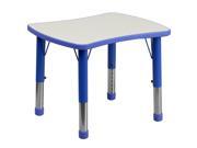 Flash Furniture 21.875 W x 26.625 L Height Adjustable Rectangular Blue Plastic Activity Table with Grey Top [YU YCY 098 RECT TBL BLUE GG]