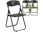 HERCULES Series 880 lb. Capacity Heavy Duty Black Plastic Folding Chair with Built in Ganging Brackets