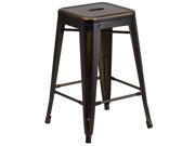 24 High Backless Distressed Copper Metal Indoor Outdoor Counter Height Stool