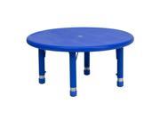 33 Round Height Adjustable Blue Plastic Activity Table