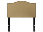 Flash Furniture Lexington Upholstered Twin Size Headboard with Decorative Nail Trim in Green Fabric