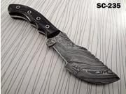 10 Long hand forged twist pattern full tang hand forged Damascus steel tracker knife Dollar wood with brass scale Cow hide leather sheath