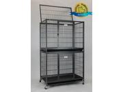 Homey Pet New 37 Homey Pet Open Top Heavy Duty Dog Pet Cage Kennel w Tray Floor Grid and Casters 37 Plastic Grid Two Tier