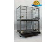 New Homey Pet Two Tier Heavy Duty Cage Kennel w Casters and Feeding Bowls;Size L37 xW25 xH50“