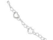Sterling Silver 7in Polished Fancy Link Heart Bracelet